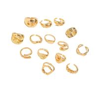 Thewasc 12Pcs Pearls Studded Geometric Openwork Rings Collection Lightweight Mix And Matching Irregular Adornment Fashion Irregular Collection
