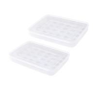 Thewasc 2 Piece Sturdy PP Eggs Holder Set Secure Anti Roll Tray Organizes 30 Eggs Perfect For Refrigerator Against Roll Oocyte Rack