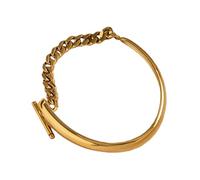 Thewasc Asymmetric Stainless Steel Innovative Clasp Wrist Band Trendy Minimalist Accessory Unisex Design Asymmetric OT Clasp