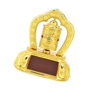 Thewasc Automatic Rotating Buddhist Prayer Wheel Car Hanging Charm Solar Panel Powered Outdoor Indoor Spiritual Decoration Item Solar Religious Car Dashboard Decors