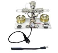 Thewasc Engine Crosses Double Cylinder Miniature Engine Model Science Experiment Mechanical Toy Easy to Use Crosses Twin Engine Generator Set Science Experiment Mechanical Toy