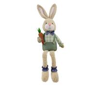 Thewasc Family Fun Interactive Long Leg Sitting Easter Rabbits Plush Toy for Kids Play and Party Decoration Desktop Family Party