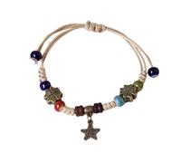 Thewasc Fashionable Ethnic Ceramic Beaded Bangles Handcrafted Woven Strings Exquisite and Eye Catching Wrist Decoration Unisex