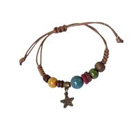 Thewasc Fashionable Ethnic Ceramic Beaded Bangles Handcrafted Woven Strings Exquisite and Eye Catching Wrist Decoration Unisex