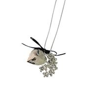 Thewasc Fashionable Heart Shaped Pendant Layer Necklace Tassels Detailing Korean Styles Jewelry Accessory For Daily Wear Everyday Layer Necklace