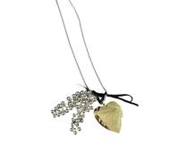 Thewasc Fashionable Heart Shaped Pendant Layer Necklace Tassels Detailing Korean Styles Jewelry Accessory For Daily Wear Everyday Layer Necklace