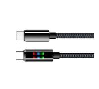 Thewasc Fast Speed Reinforced 240W USB C Charging Cable Cord Double Port Fast Charging LED Dynamic Lighting Design Zinc Alloy Braided Data Cable