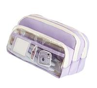 Thewasc Heavy Duty Transparent School Pencil Bag with Multiple Compartments Water Resistant Fabric for College Work Daily Use Minimalist Design Pencil Case