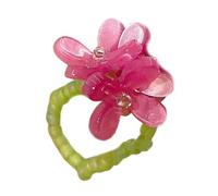 Thewasc Korean Styles Elastic Beaded Floral Rings Adjustable Flower Lightweight Women Jewelry For Party Stretchable Flower Jewelry
