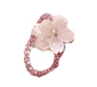 Thewasc Korean Styles Elastic Beaded Floral Rings Adjustable Flower Lightweight Women Jewelry For Party Stretchable Flower Jewelry