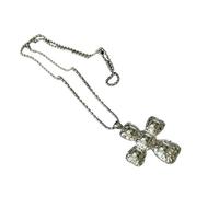 Thewasc Korean Styles Minimalist Crucifix Pendant Beaded Necklace Adjustable Length Lightweight Alloy Jewelry For Women Edgy Yet Feminine Alloy Pendant Necklace