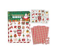 Thewasc Large Group Christmas Bingo 34 Card Pack 24 Player Capacity Festive Tree Gift Designs Party Game for All Ages Christmas Bingo Game Cards