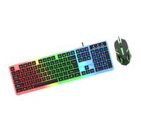 Thewasc LED Backlit Large Size USB Corded Mechanical Feeling Multimedia PC Gaming Keyboard Combo Office For Work Corded Gaming Set