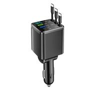 Thewasc M14 3 Port Car Charges Retractable Cable 70cm Fast Charging 180 Degree Rotatable Head Small Defense For Auto Car Charges For Phone