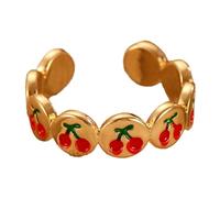Thewasc Modern Cherries Rings Date Jewelry Comfortable Rings Adjustable Copper Texture Suitable For Trendy Youthful Women Open