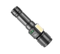 Thewasc Multiple Mode Rechargeable Flashlight Adjustable Beam 9 Light Setting Digital Power Display Outdoor Exploration Gear Digital Display Flashlight