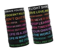Thewasc Set Of 20 Silicones Motivational Wristbands With Inspirational Sayings Multi Color Assortment For Gifting And Party Fashion Silicones Bracelets