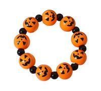 Thewasc Skull Pumpkin Spiders Bead Bangle Simple Halloween Beaded Wristband Adjustable Elastic Bangle Statement Jewelry Halloween Party Accessory Simple Wristwear Elegant Bracelets