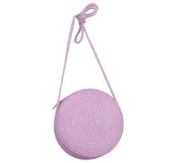 Thewasc Solid Color Handwoven Bag Round Shoulder Bag Crossbody Bags For Women Girl Straw Woven Large Capacity Beach Natural Fiber