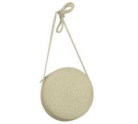 Thewasc Solid Color Handwoven Bag Round Shoulder Bag Crossbody Bags For Women Girl Straw Woven Large Capacity Beach Natural Fiber