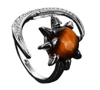 Thewasc Sparkling Crystal Rings Comfortable Wear Natural Gemstones Finger Jewelry Trendy Crystal Accessory Moon And Stars