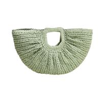 Thewasc Stylish Woven Beach Bag For Women Evening Purse Clutch Large Capacity Handbag With Moon Pattern Beach Straw Bag