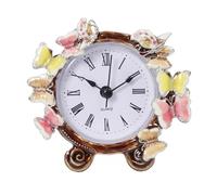 thewense Small Table Clock, 10.5 cm Diameter, Decorative Floral Metal Vintage Desk Clock, Ideal for Desk, Shelf, Tabletop and Bedside for home decorations