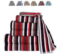 TheWhiteWater - 100% Natural Cotton BATH TOWEL (Purple - 120 x 70 cm) - 6 Threads Combed - Royal Victorian Stripe Salon Design - 550 GSM - Gym or Home use (1 x Bath Towel, Purple)