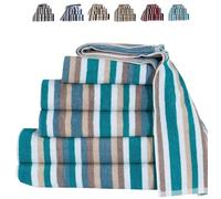TheWhiteWater - 100% Natural Cotton BATH TOWEL (Teal - 120 x 70 cm) - 6 Threads Combed Stripe - Royal Victorian Flossy Stripe Salon Design - 550 GSM - Gym or Home use (1 x Bath Towel, Teal)