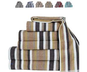 TheWhiteWater - 100% Natural Cotton HAND - BATH - BEACH Towel & Sheets - Royal Victorian Flossy Stripe Design - 6 Threads Combed Stripe 550 GSM (1 x Bath Sheet, Mocha)
