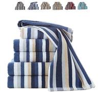 TheWhiteWater - 100% Natural Cotton HAND TOWEL (Blue - 50 x 85 cm) - 6 Threads Combed Stripe - Royal Victorian Flossy Stripe Salon Design - 550 GSM - Gym or Home use (1 x Hand Towel, Blue)