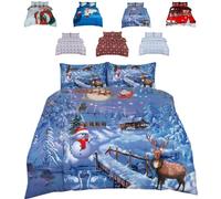 TheWhiteWater - Christmas Bedding Duvet Set - Festive Season - Single Bed (2 Piece) 3D Print - XMAS Celebration DUVET Cover Bedding/Lining with One matching Pillowcase (Festive Season, Single)