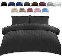TheWhiteWater Double Bed Duvet Set - 2 in 1 Seersucker Bedding Set - Duvet Cover + 2 Matching Pillowcases - Natural Cotton + Virgin Polyester - Seersucker Pattern (Charcoal, Double - 2in1)