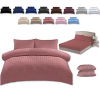 TheWhiteWater Double Duvet Cover Set - 3 in 1 - Double Bedding Set - Duvet Cover + Fitted Sheet + 2 Matching Pillowcases (Dusky Pink, Double - Duvet Cover + Fitted Sheet)