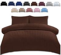 TheWhiteWater Duvet Cover Set Seersucker Single/Double/King/Super King Bedding Set - Duvet Cover + Matching Pillowcase - Polycotton (Brown, Super King - Duvet Cover ONLY)