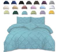 TheWhiteWater Duvet Set - 2in1 - Double - Ocrean Bedding Set - Duvet Cover + Matching Pillowcases - Cotton + Polyester - Polycotton Pintuck Cover (Ocean, 2in1 Pintuck - Double)