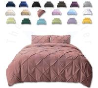 TheWhiteWater Duvet Set - 2in1 Double - Soft Dusky Pink Bedding Set - Duvet Cover + Matching Pillowcases - Cotton + Polyester - Polycotton Pintuck Cover (Dusky, Pink 2in1 Pintuck - Double)