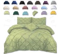 TheWhiteWater Duvet Set - 2in1 King Size - Sage Green Bedding Set - Duvet Cover + Matching Pillowcases - Cotton + Polyester - Polycotton Pintuck Cover (Sage, 2in1 Pintuck - King)