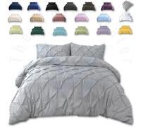TheWhiteWater Duvet Set - 2in1 King Size - Silver Grey Bedding Set - Duvet Cover + Matching Pillowcases + Cottong + Polyester - Polycotton Pintuck Cover (Silver, 2in1 Pintuck - King)