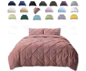 TheWhiteWater Duvet Set - 2in1 King Size - Soft Dusky Pink Bedding Set - Duvet Cover + Matching Pillowcases - Cotton + PolyesterPolycotton Pintuck Cover (Dusky Pink, 2in1 Pintuck - King)