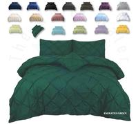 TheWhiteWater Duvet Set - 2in1 Single - Emirates Greeen Bedding Set - Duvet Cover + Matching Pillowcases - Cotton + Polyester - Polycotton Pintuck Cover (E Green, 2in1 Pintuck - Single)