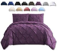 TheWhiteWater Duvet Set - 2in1 Super King - Purple Plump Bedding Set - Duvet Cover + Matching Pillowcases - Hotel Style Polycotton Pintuck Cover (Purple Plump 2in1 Pintuck - Super King)
