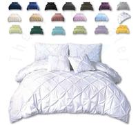 TheWhiteWater Duvet Set - 2in1 Super King - White Bedding Set - Duvet Cover - Fitted Bed Sheets - Cotton + Polyester - Polycotton Pintuck Cover (White, 2in1 Pintuck - Super King)