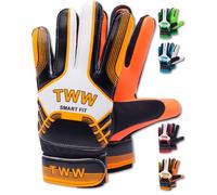 TheWhiteWater Kids Goalkeeper Gloves - Soft Latex for Protection & Super Grip - Size 2-8 Unisex Smartfit Football Gloves - Adult Boys Girls Junior Sports Training Goalie Gloves (Size 5, Orange)