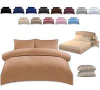 TheWhiteWater King Size Bed Duvet Cover Set - 3 in 1 King Bedding Set - Duvet Cover + Fitted Sheet + 2 Matching Pillowcases - Natural Cotton + Virgin Polyester (Latte Beige, King - 3in1)