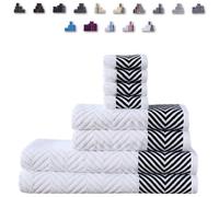 TheWhiteWater Limited 8 Pieces Towel Set With 4 Face Towel 2 Hand Towels And 2 Bath 100% Pure Natural Cotton Bale Set Of Towels - White (Zig Zag)