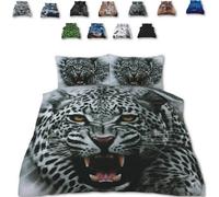 TheWhiteWater Limited Angry Snow Leopard Bed Set - 3D Animal Printed Single Beddings Duvet Cover + Matching Pillowcases