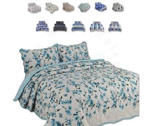 TheWhiteWater Limited Bedspread - Luxury Quilted - Reversible - Bed Throw Warm Quilt - Bedspread Patchwork Josephine Sapphire Set 150 Gsm - 3 Tog