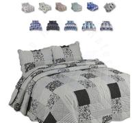 TheWhiteWater Limited Bedspread - Luxury Quilted - Reversible Two Sided - Bed Throw Warm Quilt - Bedspread Patchwork Reversible Set 150 Gsm - 3 Tog