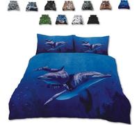 TheWhiteWater Limited Blue Water Dancing Dolphins Bed Set - 3D Animal Printed Single Beddings Duvet Cover + One Matching Pillowcase